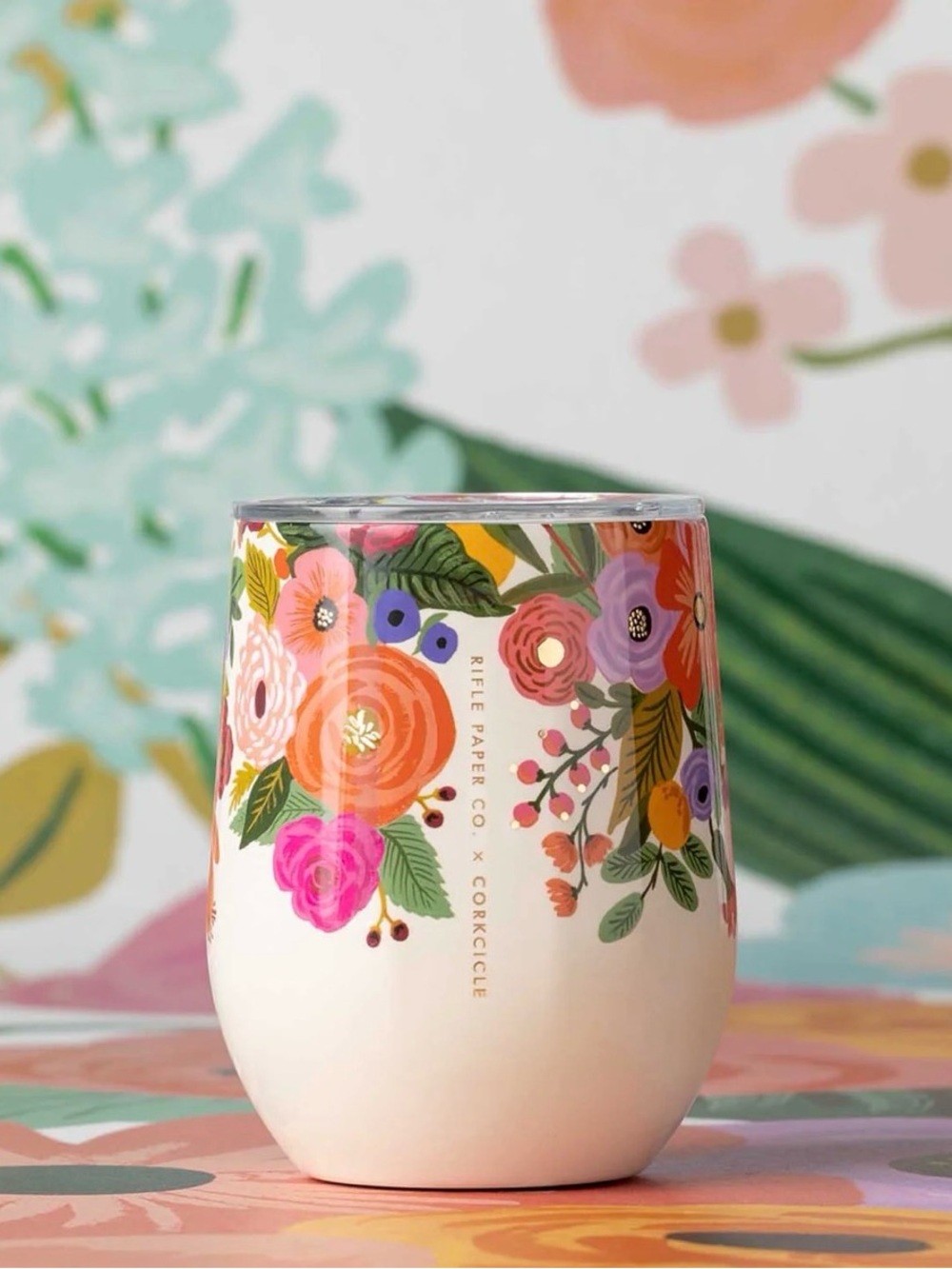 NEW Rifle Paper & Co Floral Stemless Wine Tumbler Floral